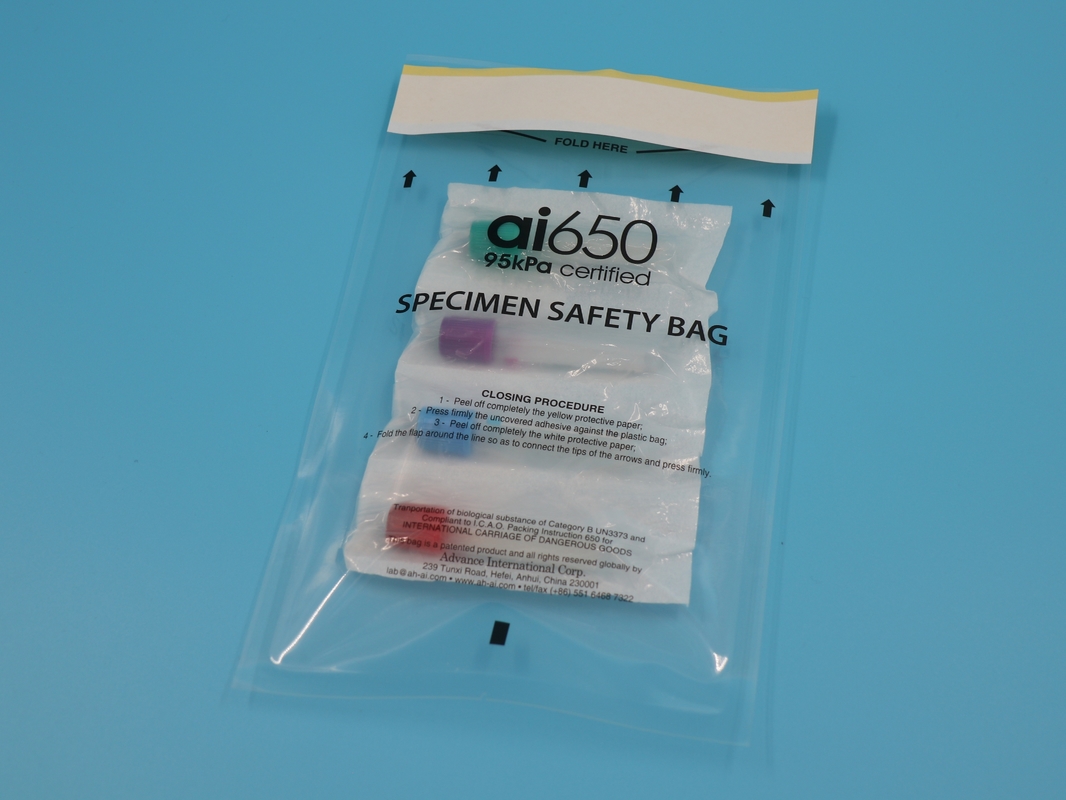 AI650 メディカルラボ PE プラスチックジップロック バイオハザード 標本袋 病理性シール 検査用標本袋