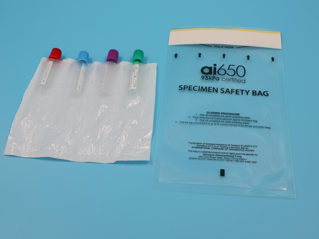 一回用医療用 4層サンプル袋 95kpa Ziplock 密封 バイオハザード 試料輸送袋