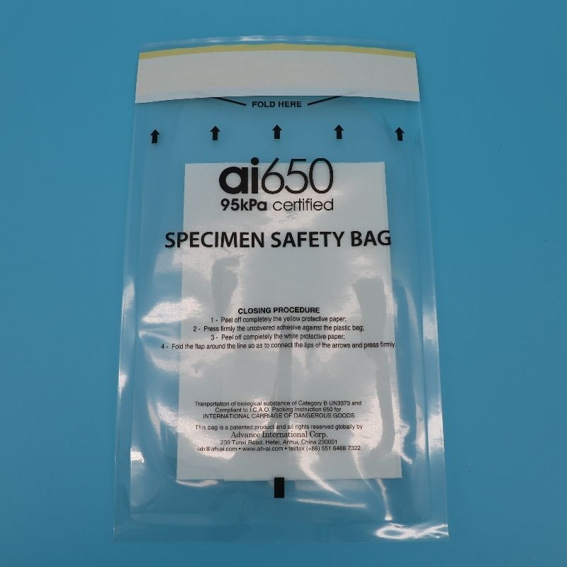 95kpaの医療用サンプル袋を 吸収剤とチューブで 安全にバイオハザードサンプルを収納します