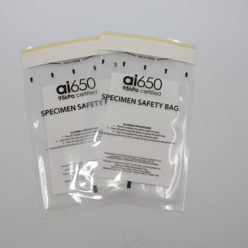 95 KPa に適合するバイオハザード 試料袋 吸収剤パッドとサンプル輸送箱