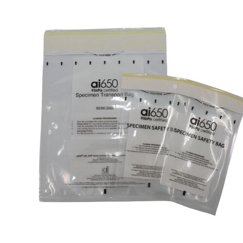 3 Layer Adhesive 95kPa Specimen Bag – Heat Sealed Pathology Transport Bags With Document Pouch